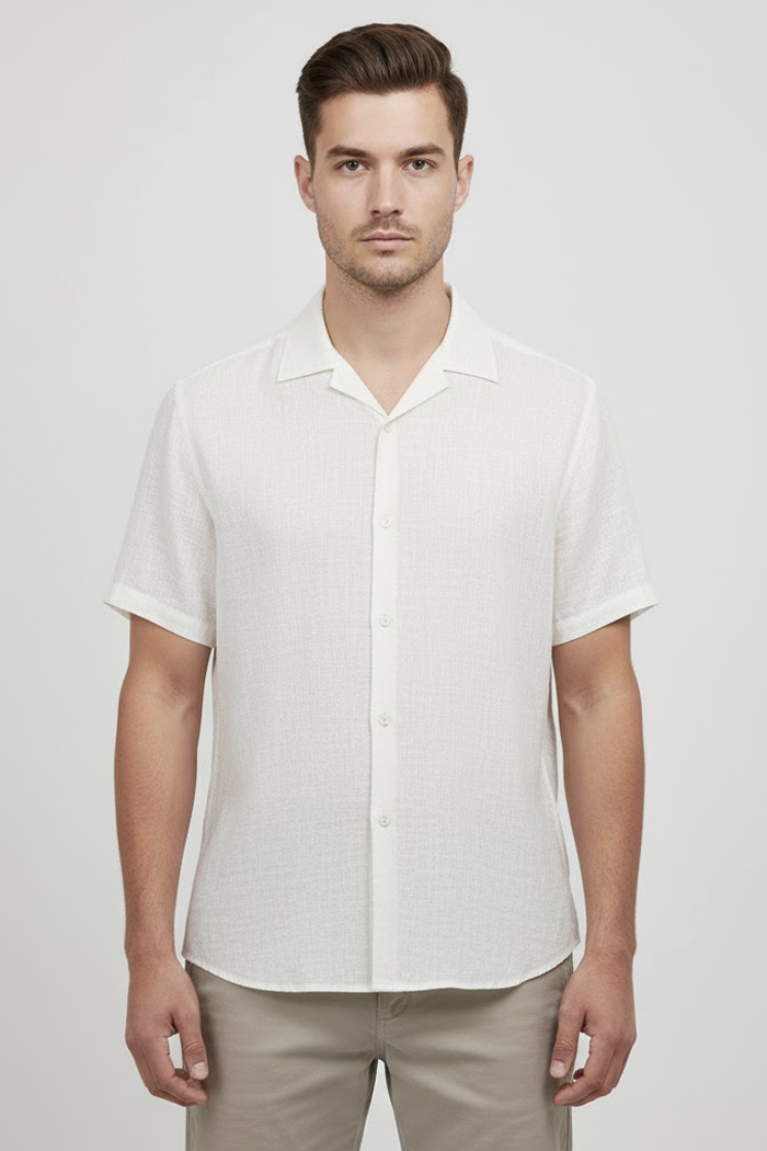 Camisa Manga Curta Dilema Playa Off White