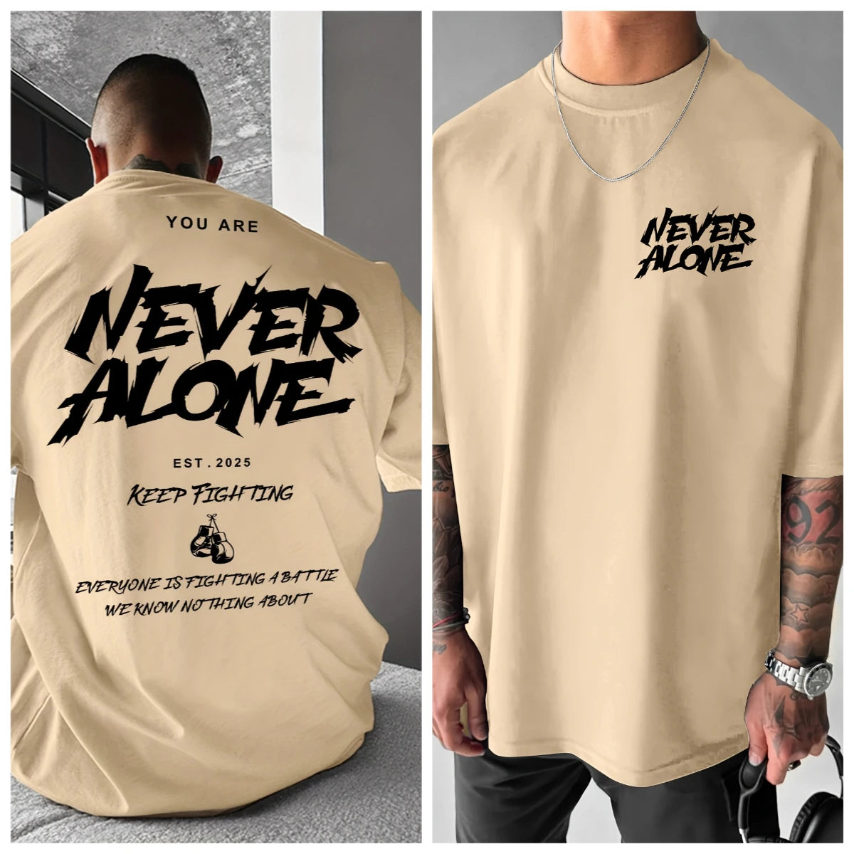 Camiseta Never Alone Oversized