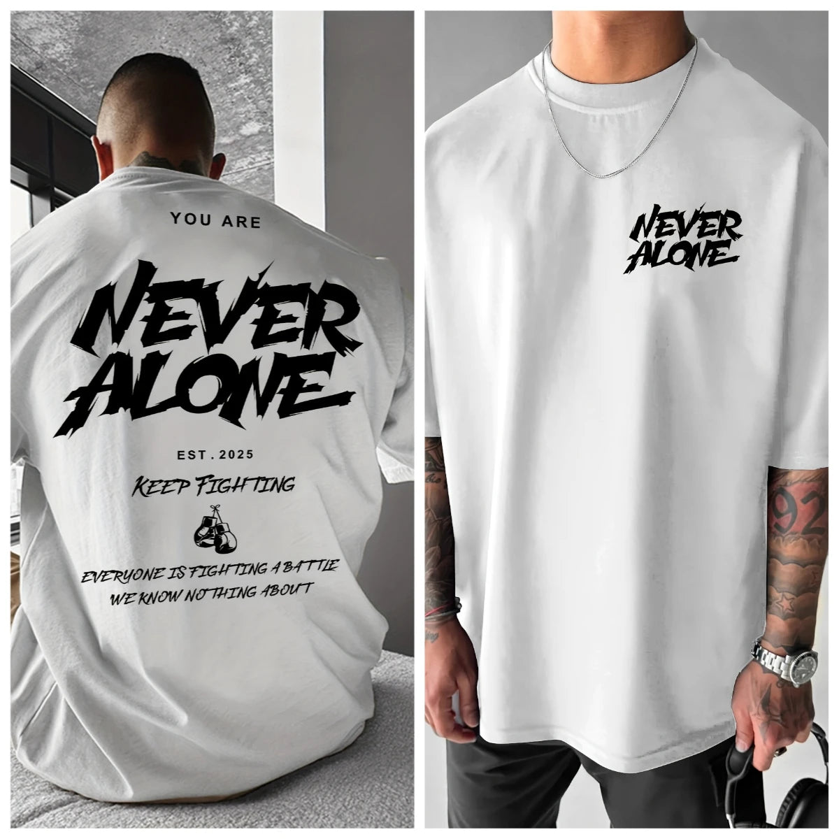 Camiseta Never Alone Oversized